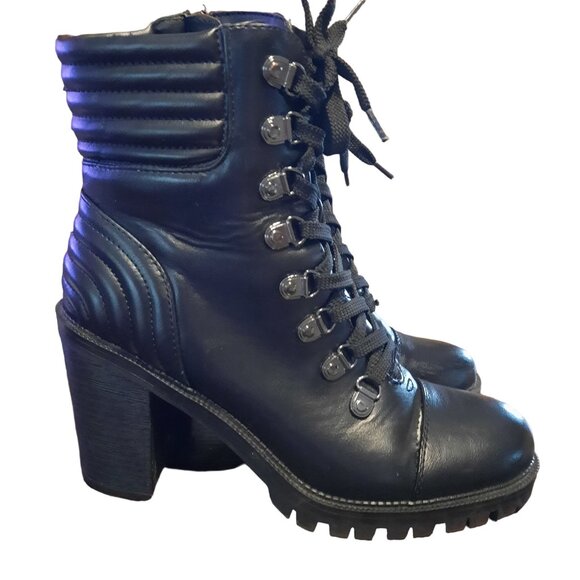 G by Guess Jetti Black Heeled Combat Boots - Picture 4 of 10
